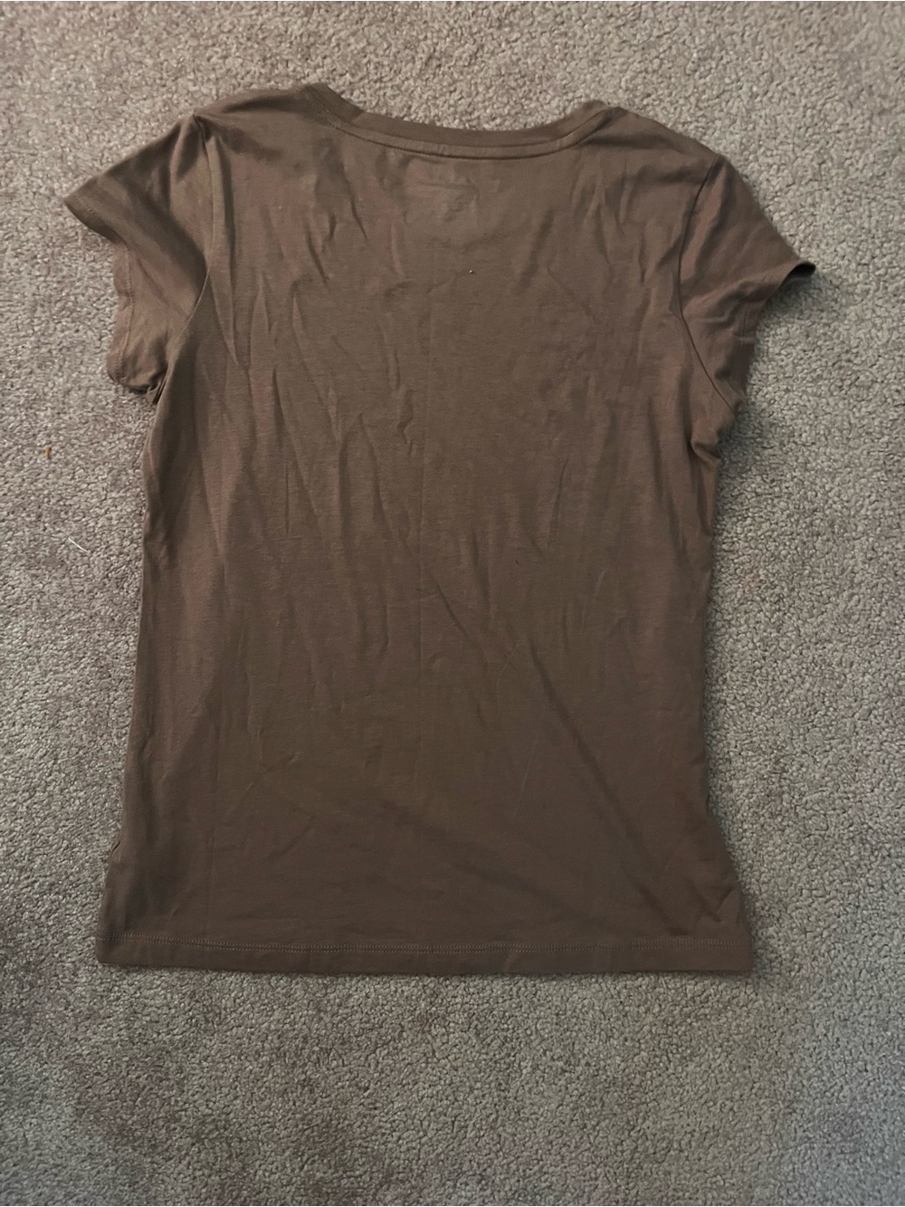 Tahari Essentials Basic Casual Brown Short Sleeve Tee Shirt - Picture 2 of 4